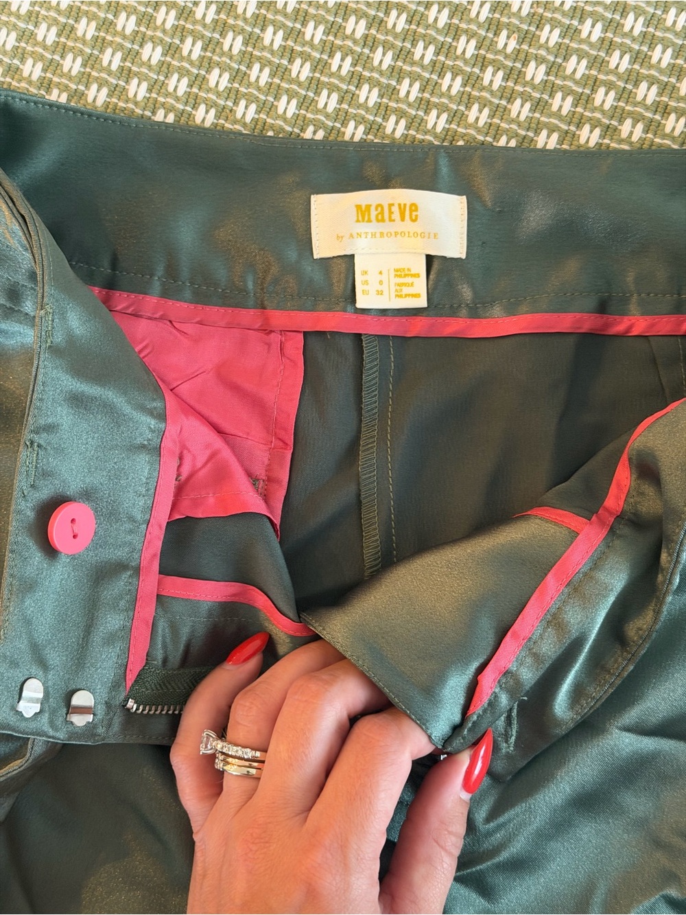 Anthropologie Maeve Satin Jogger Pants Green Size 0 - Picture 9 of 9